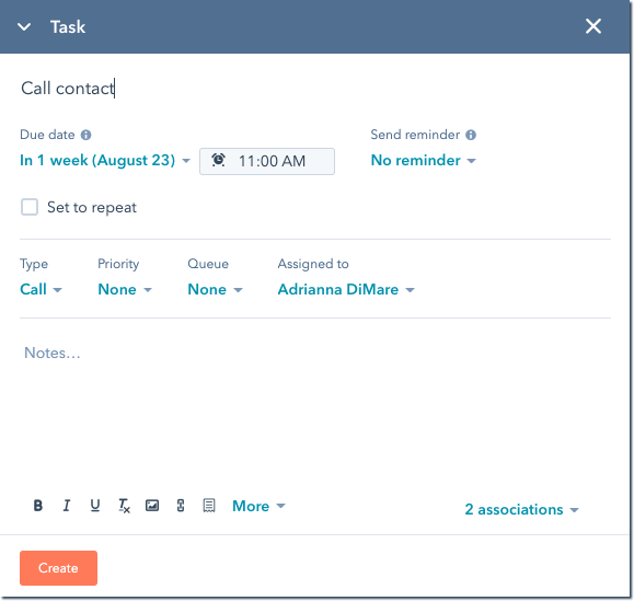 create-task-on-record HubSpot Vende Más