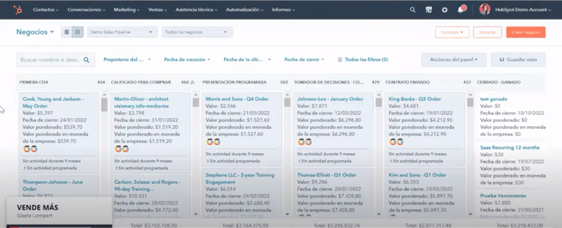 Negocios HubSpot CRM